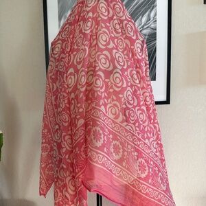Trends Oversized Chiffon Pink Floral Scarf